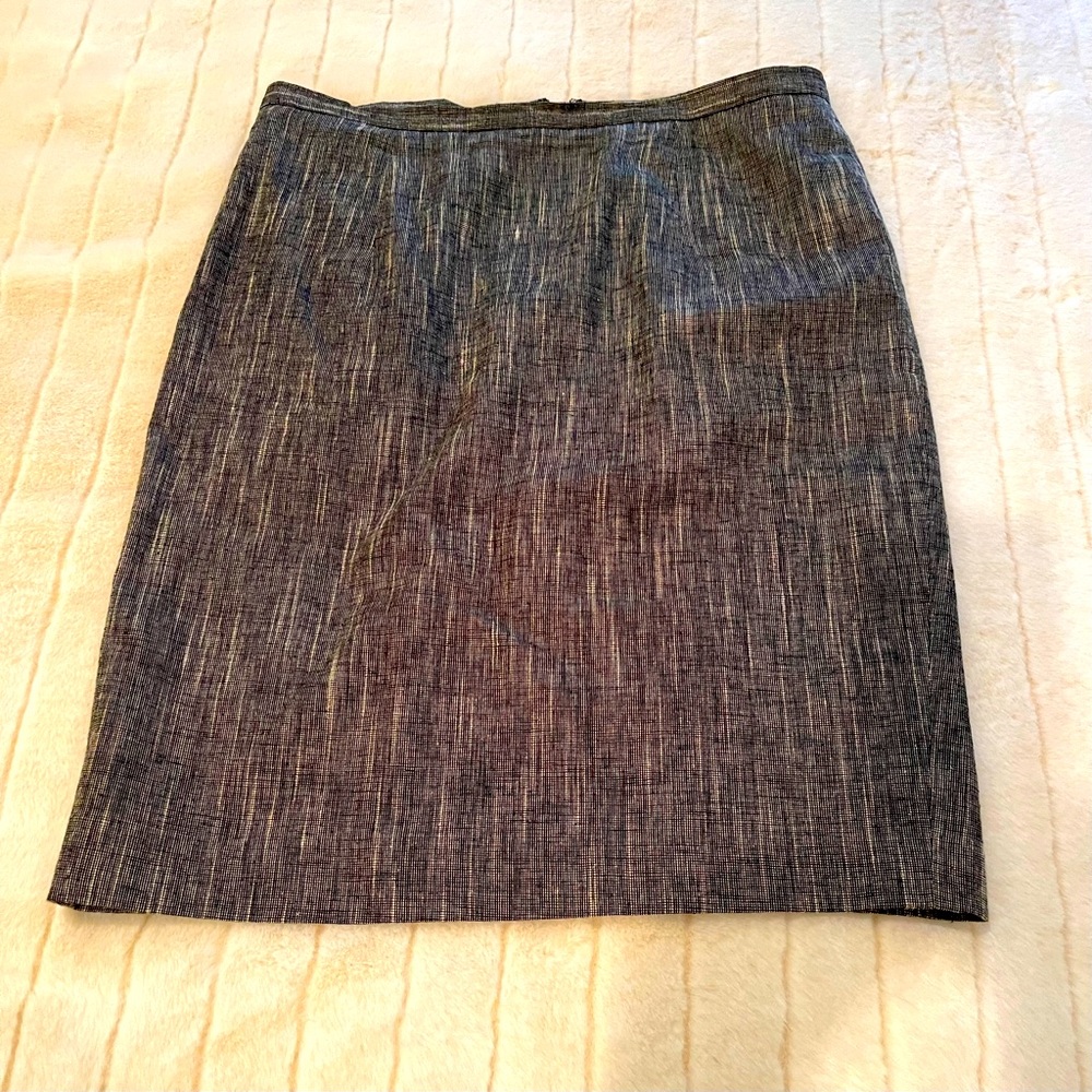 Michael Kors linen/cotton blend skirt, black /cream blend, lined